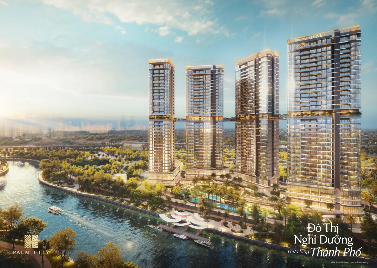 Phối cảnh khu đô thị Palm City ven sông tại phường Bình Trưng, TP. Thủ Đức